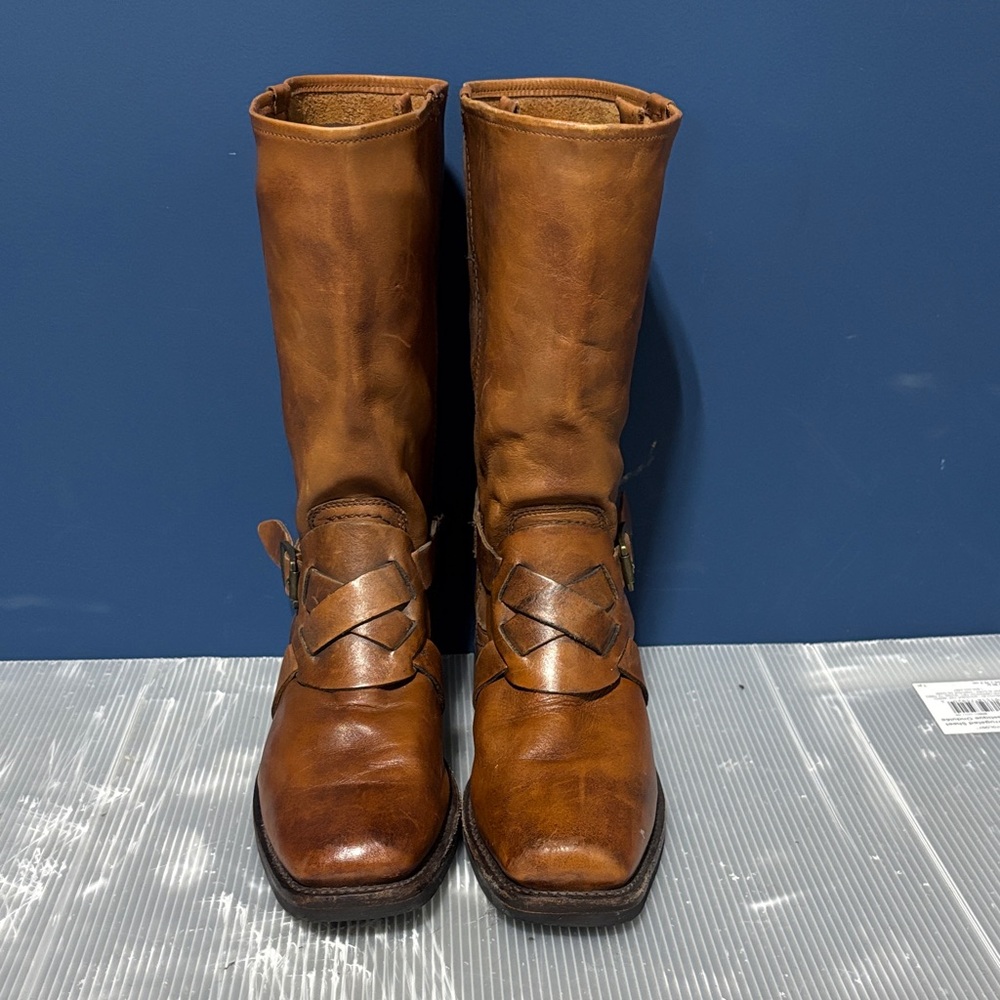 Rare Harness FRYE Vintage British Brown/Tan Leather Women's Combat Boots